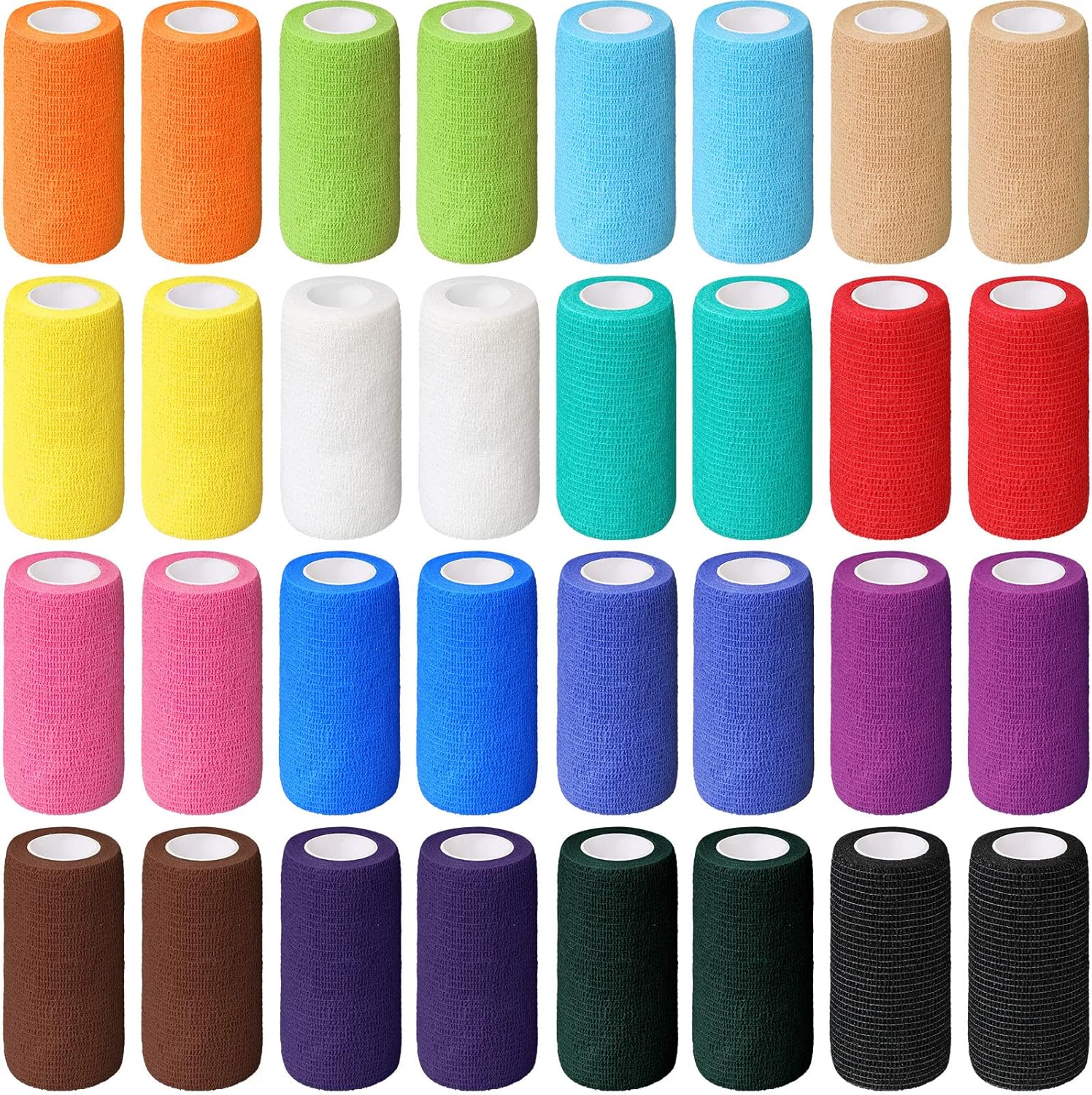 Self Adherent Bandage Wraps - 36 Pcs 4 in x 5 Yard Multicolored