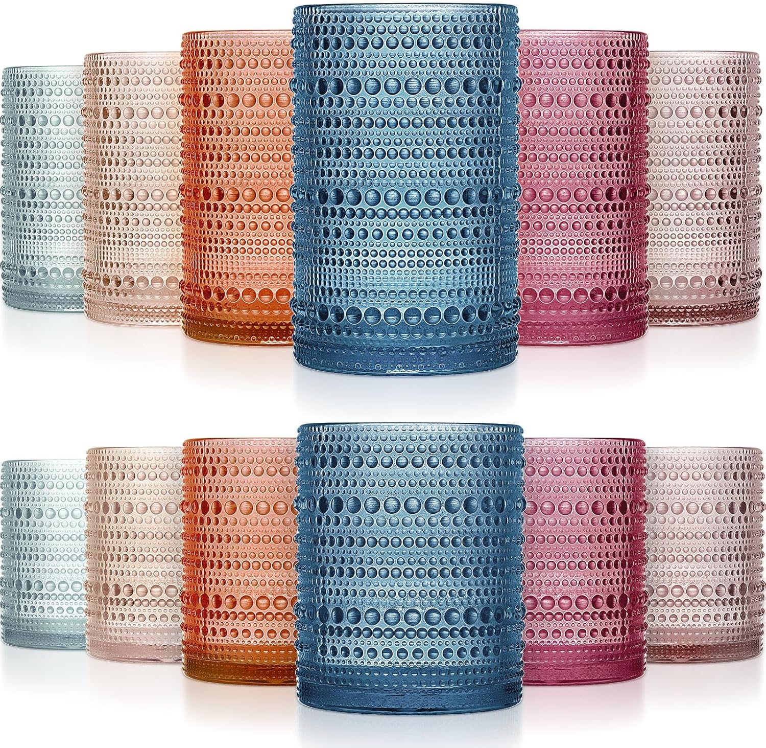 Hobnail Drinking Glasses Set - Vintage Glassware for All Beverages