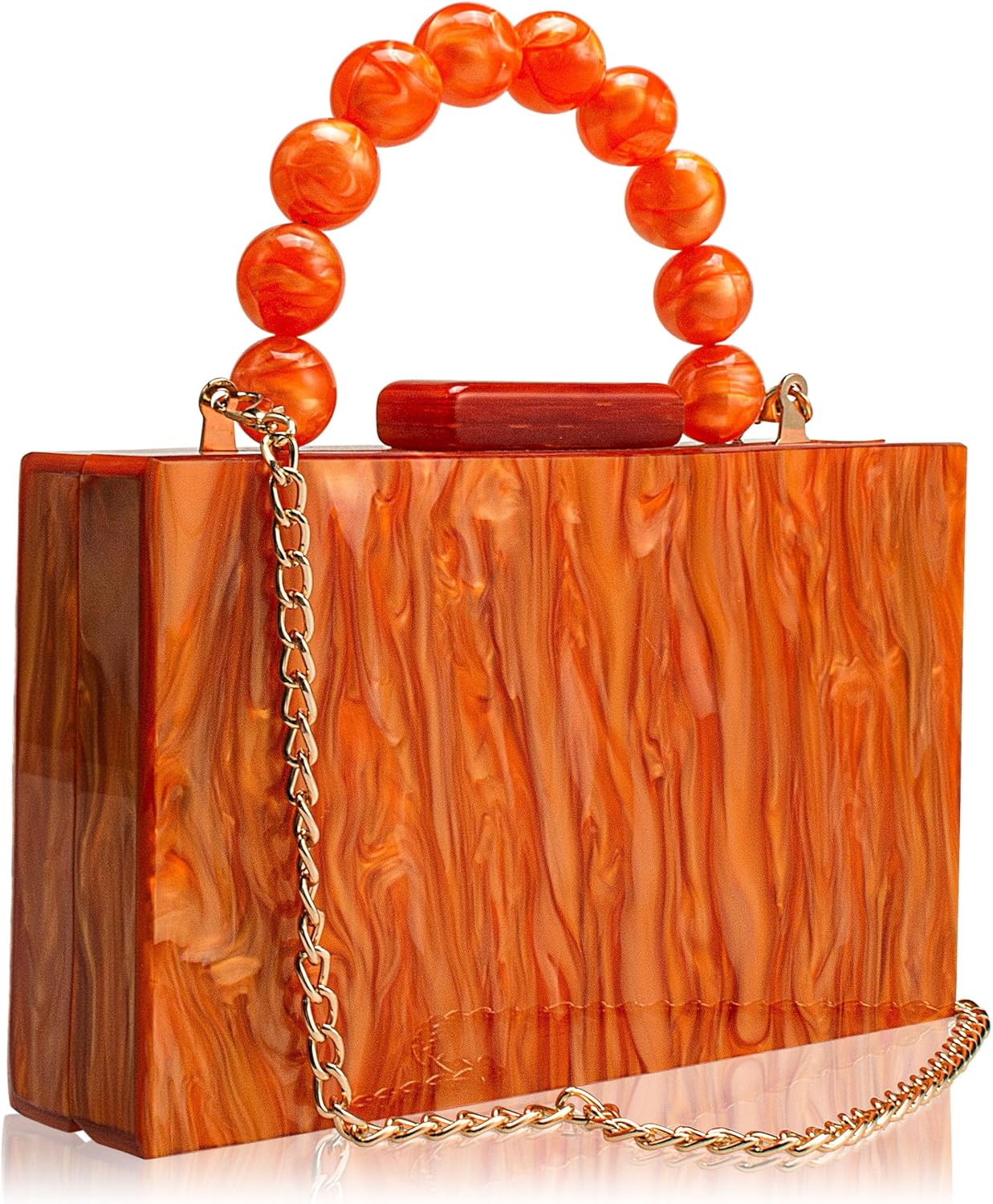 Acrylic Purses Evening Clutch Bag with Pearl Chain for Women