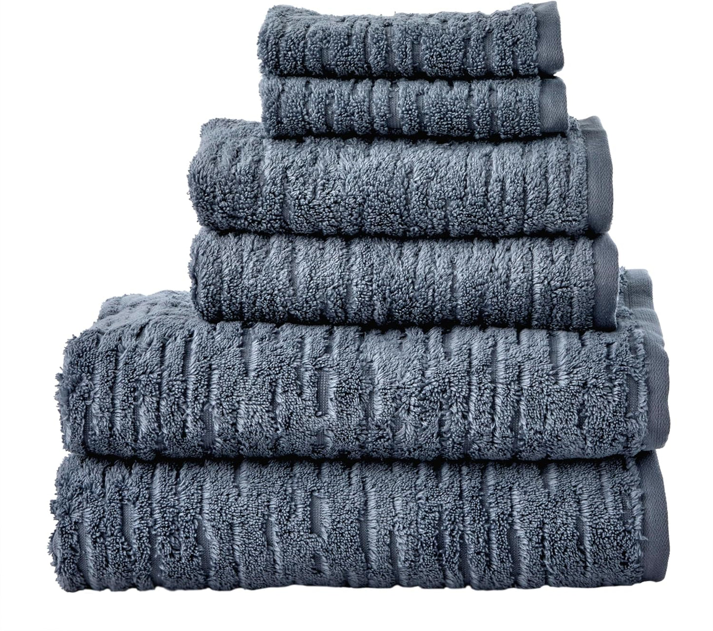 Luxurious 6-Piece Cotton Towel Set in Smoke Blue for Comfort