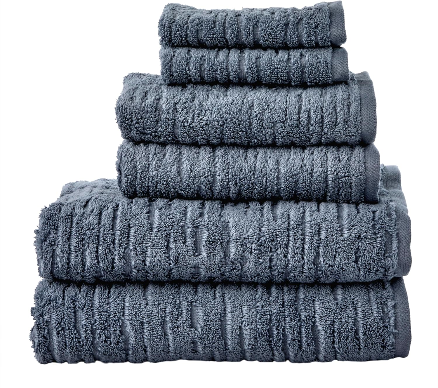Luxurious 6-Piece Cotton Towel Set in Smoke Blue for Comfort