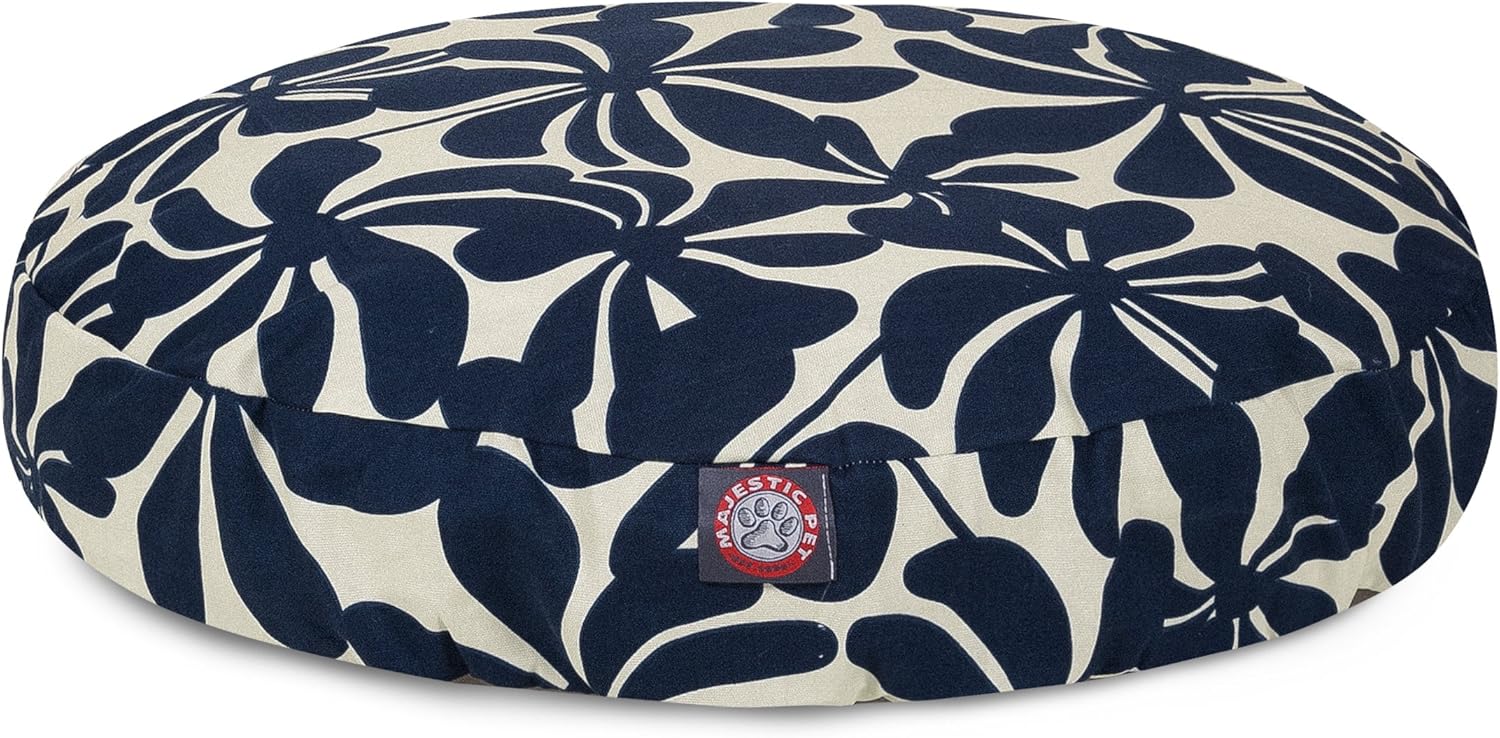 Navy Blue Plantation Large Round Indoor Outdoor Pet Dog Bed