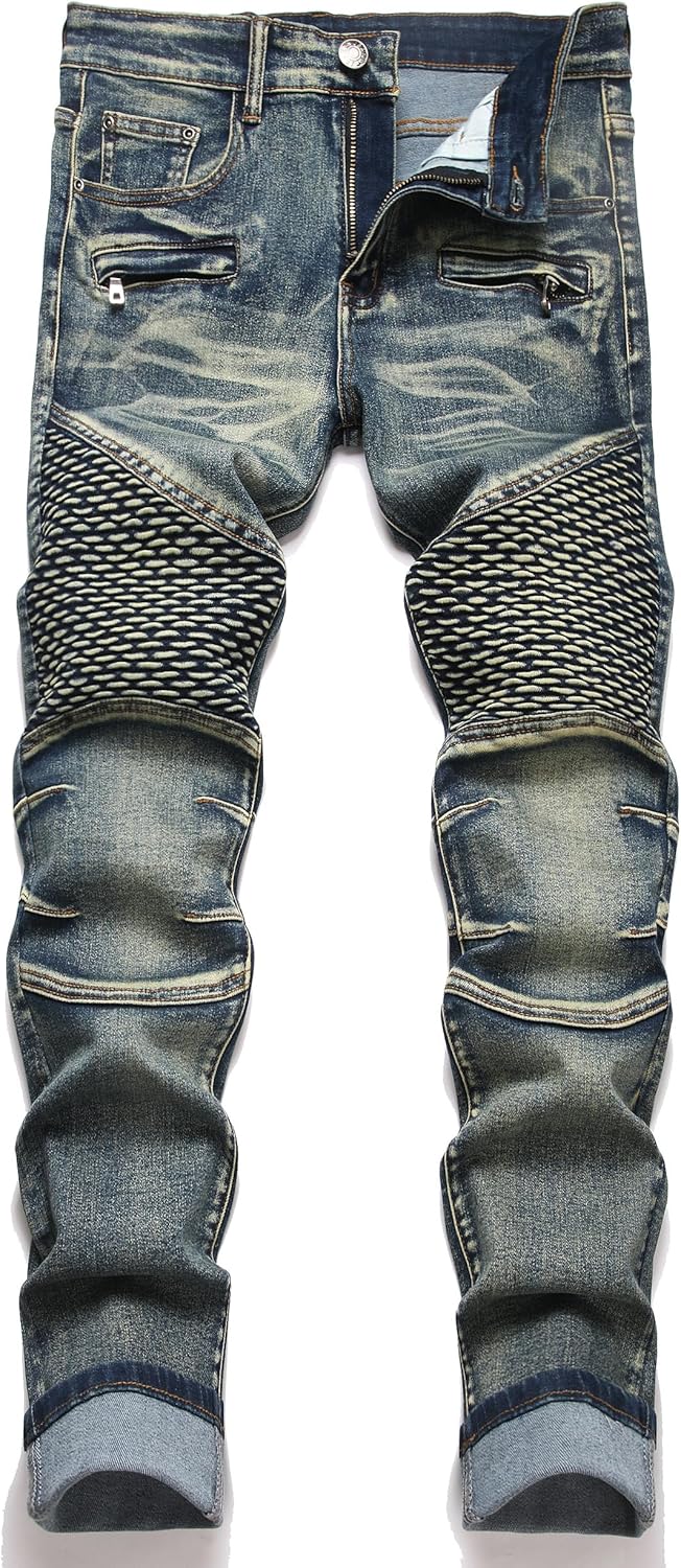 RXXKKK Men's Classic Zipper Biker Regular Fit Flex Jean Review