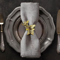 Gold Napkin Rings Set of 16 in Stag Leaf Design - Festive Table Accent