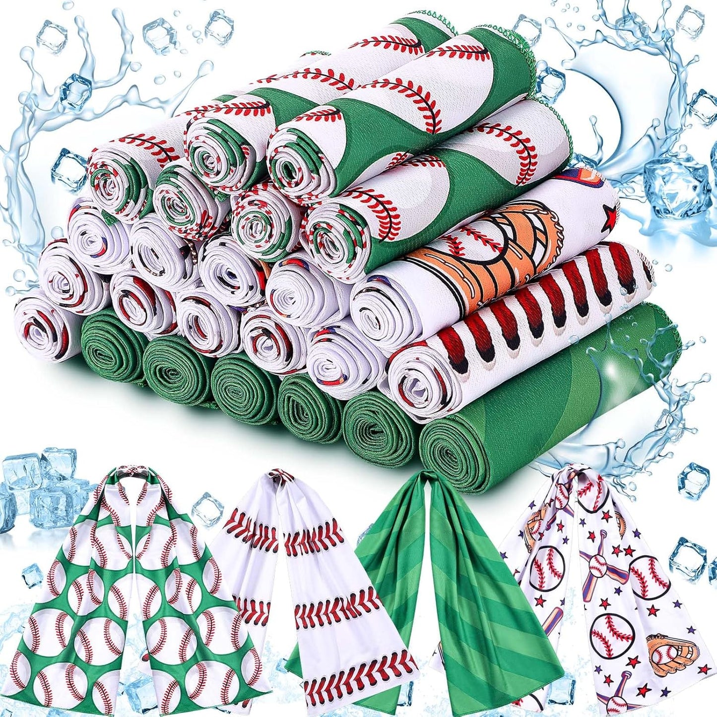 24 Pack Baseball Cooling Towels for Athletes and Teams