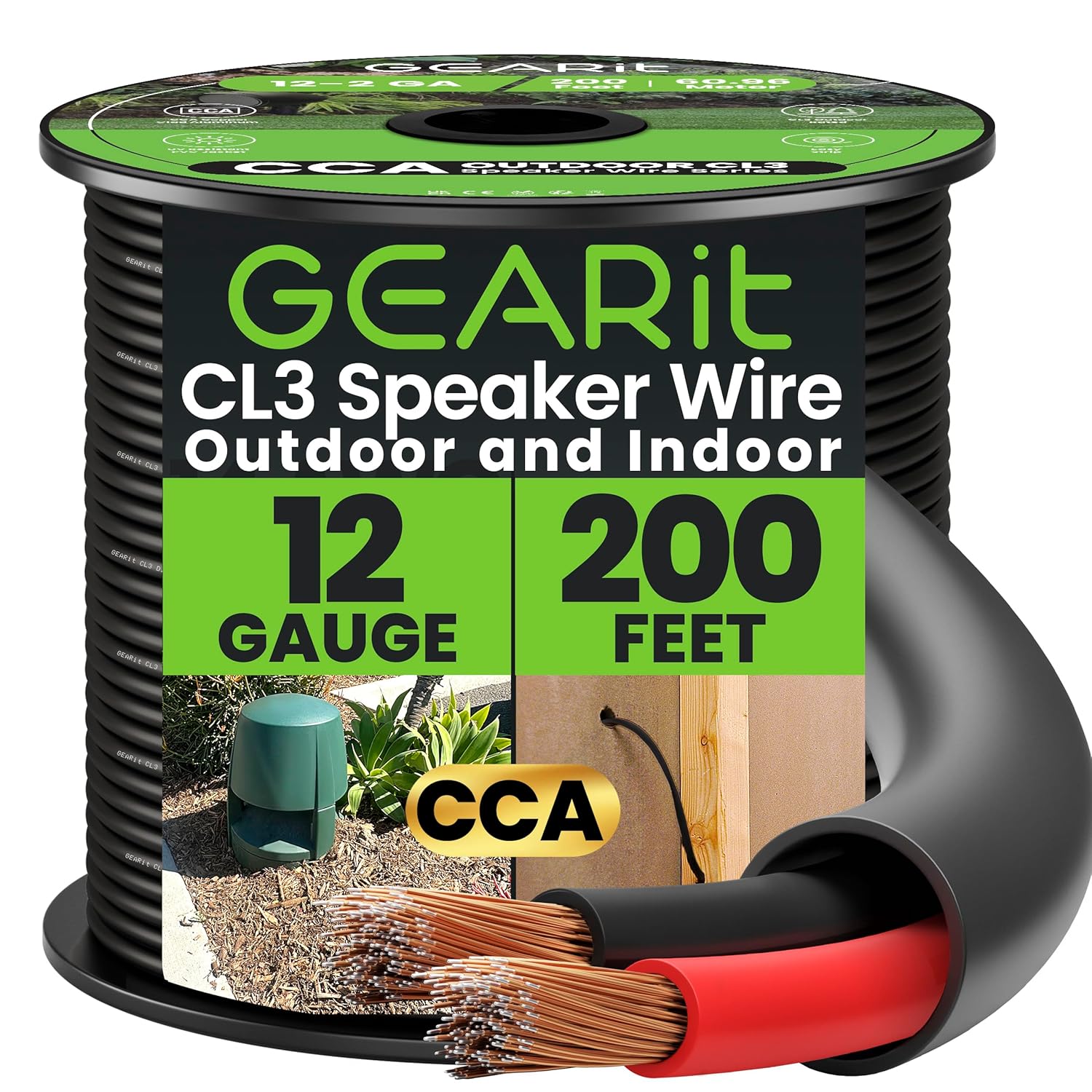 GEARit 12 Gauge Speaker Wire for Outdoor and In-Wall Use