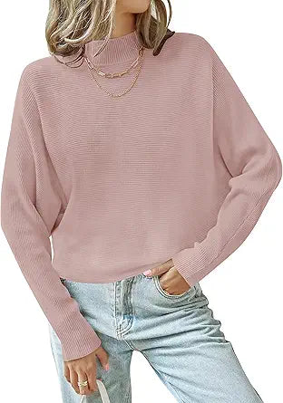 ZESICA Women's Fall Turtleneck Batwing Long Sleeve Sweater