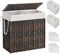 Laundry Hamper with Lid and 2 Sections - Large 130L Wicker Hamper