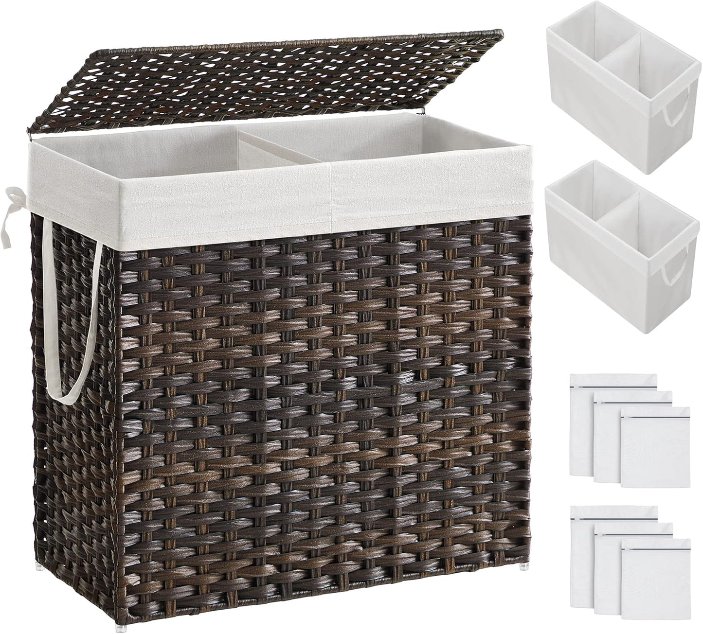 SONGMICS Laundry Hamper with Lid, 130L Double Laundry Basket