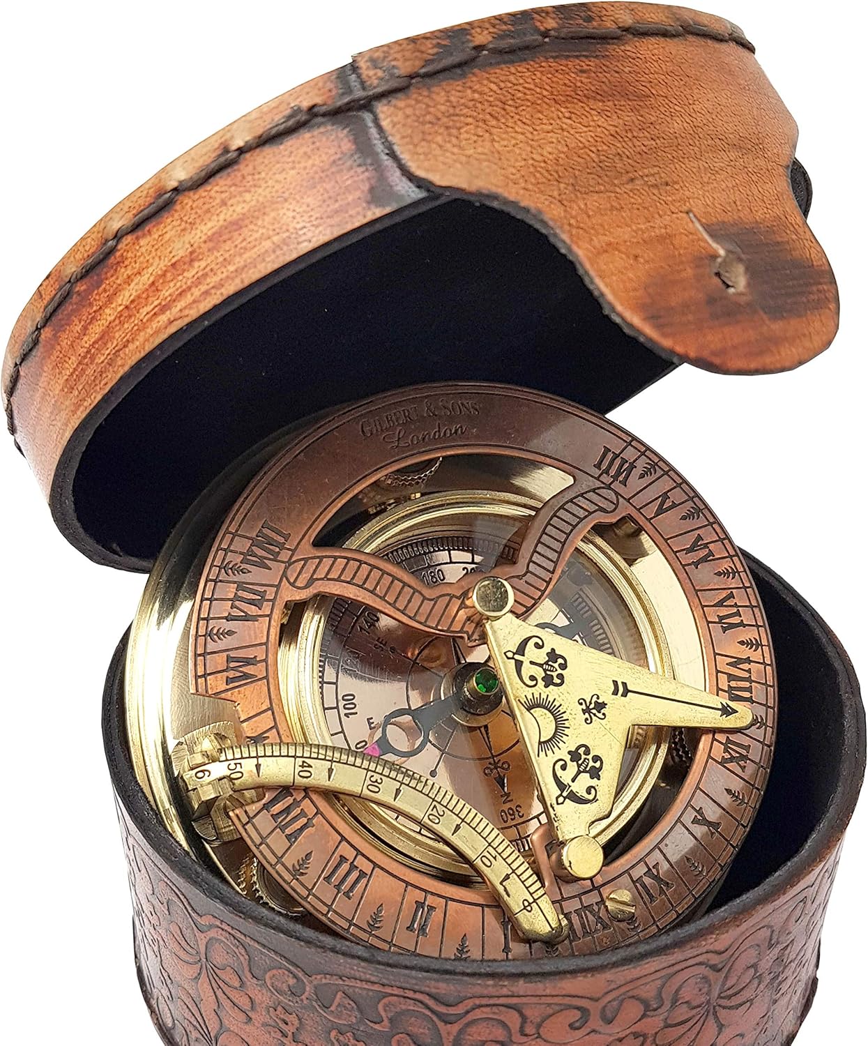 Brass Nautical Antique Brass & Copper Sundial Compass Gift