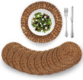 Natural Water Hyacinth Round Placemats Set of 10 for Dining