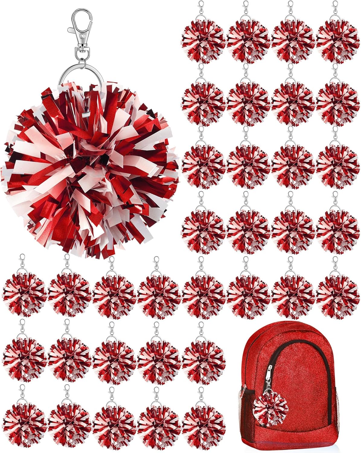 Cheer Pom Pom Keychain for Cheerleader Gifts and Accessories