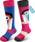 Merino Wool Ski Socks Kids 2 Pairs - Warm Knee High Thermal Socks