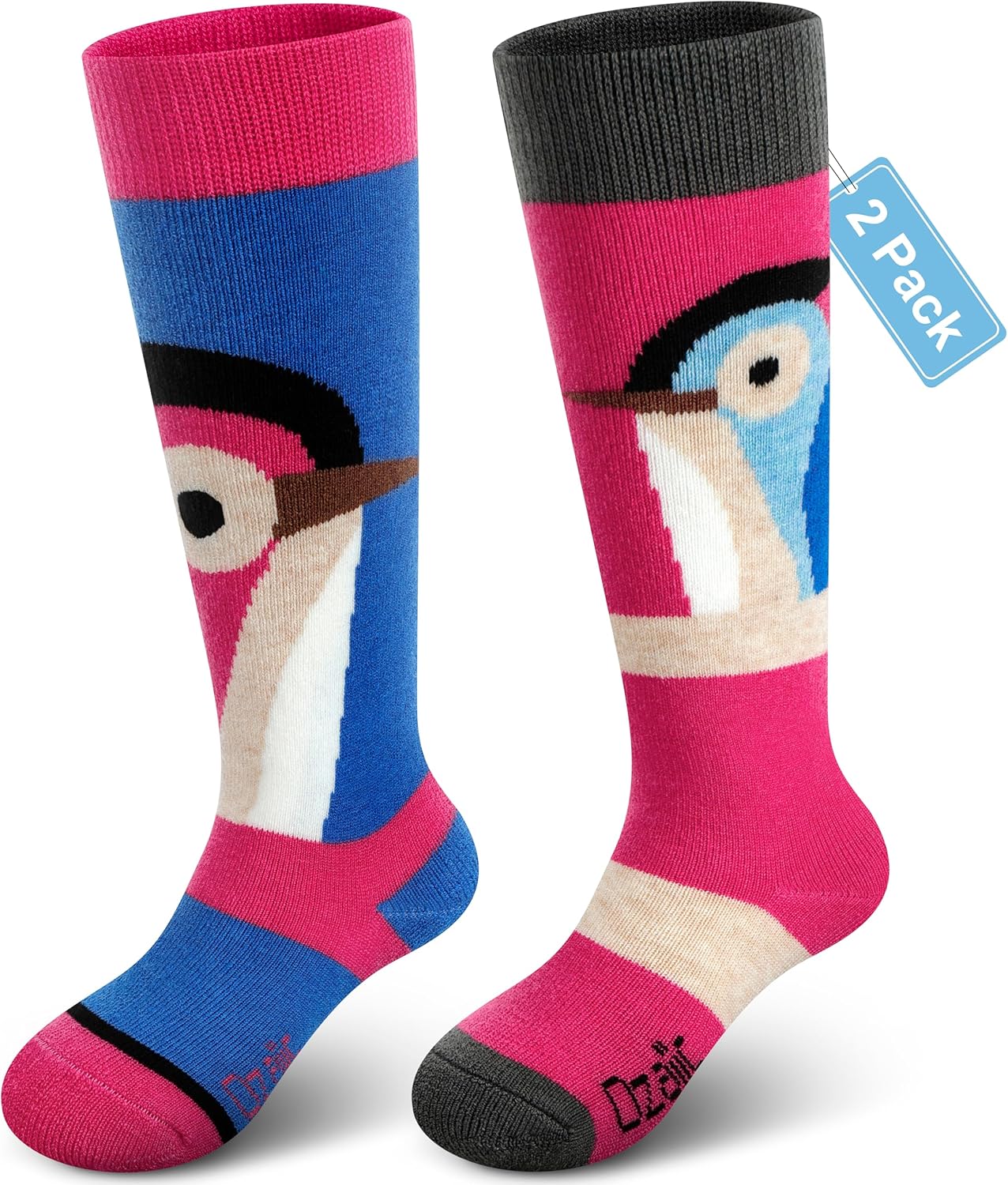 Ozaiic Kids' Merino Wool Ski Socks 2 Pairs - Warm & Cozy!