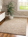 Solid Shag Area Rug 5 ft 3 in x 8 ft Taupe - Soft Plush Pile