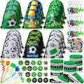 Soccer Party Favors 140 Pcs Set - Drawstring Goodie Bags & Wristbands