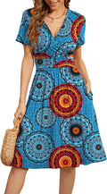 WEACZZY Women's Floral Casual Dress with Short Sleeves for Summer Fun