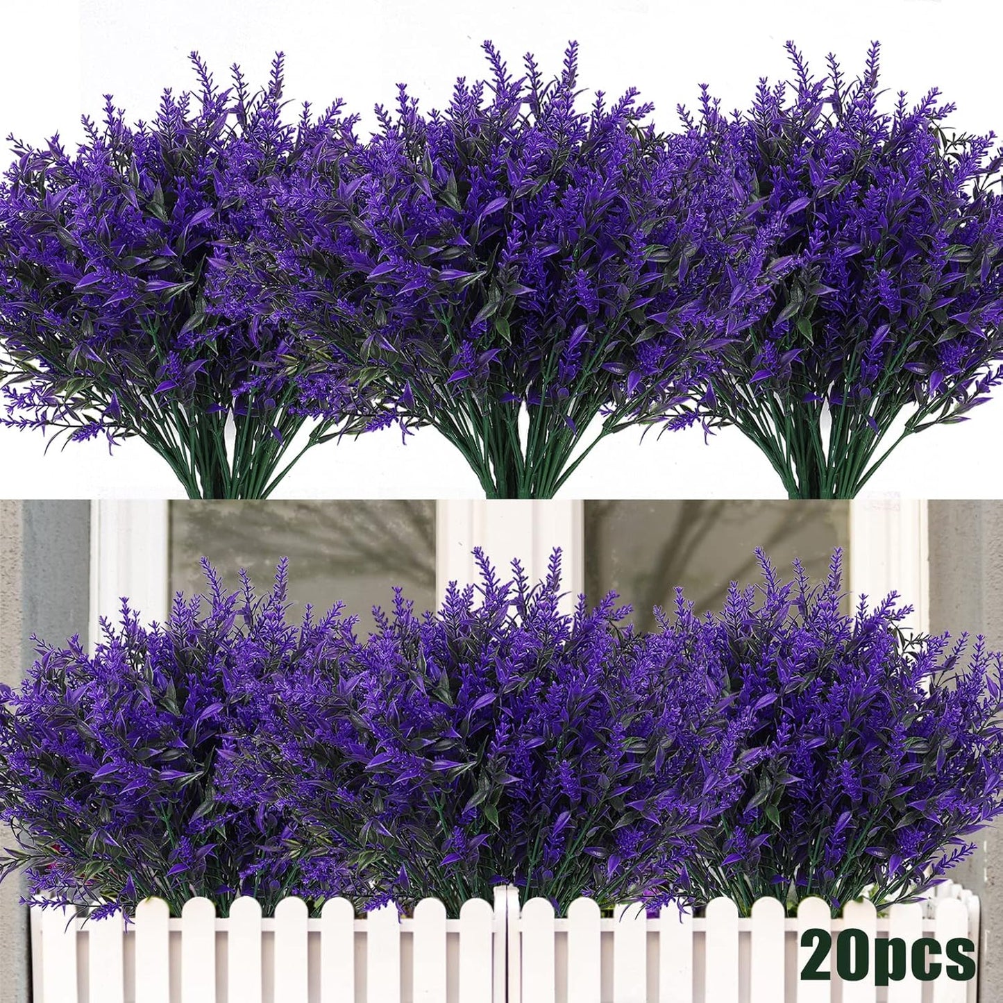 20 Bundles of UV Resistant Outdoor Artificial Flowers for Decor