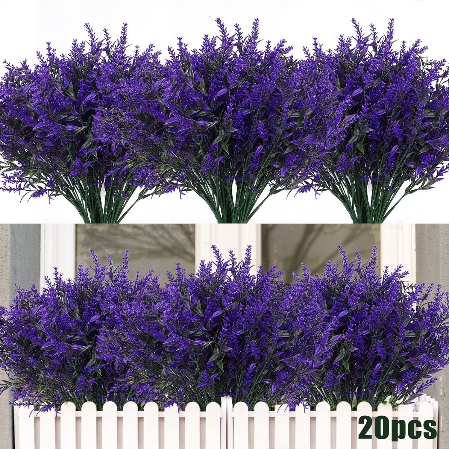 20 Bundles of UV Resistant Outdoor Artificial Flowers for Decor