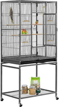 54-in Wrought Iron Standing Parrot Cage with Mobile Stand - Spacious
