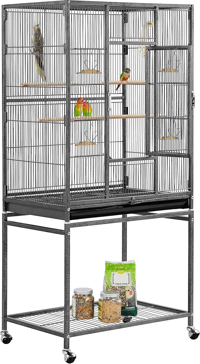 Large Parrot Cage for Small Birds with Stand and Easy Mobility