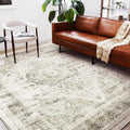 Washable Area Rug 9ftx12ft Retro Floral Design for High Traffic