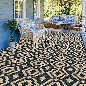 Outdoor Rug 9x12ft Plastic Straw Mats for Camping and Patio