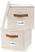 Decorative File Organizer Box Set of 2 - Collapsible Linen Filing