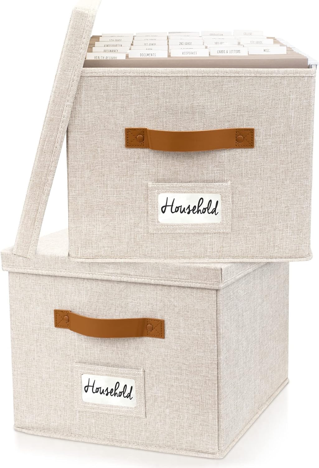 ZICOTO Decorative File Organizer Box Set of 2 for Stylish Storage