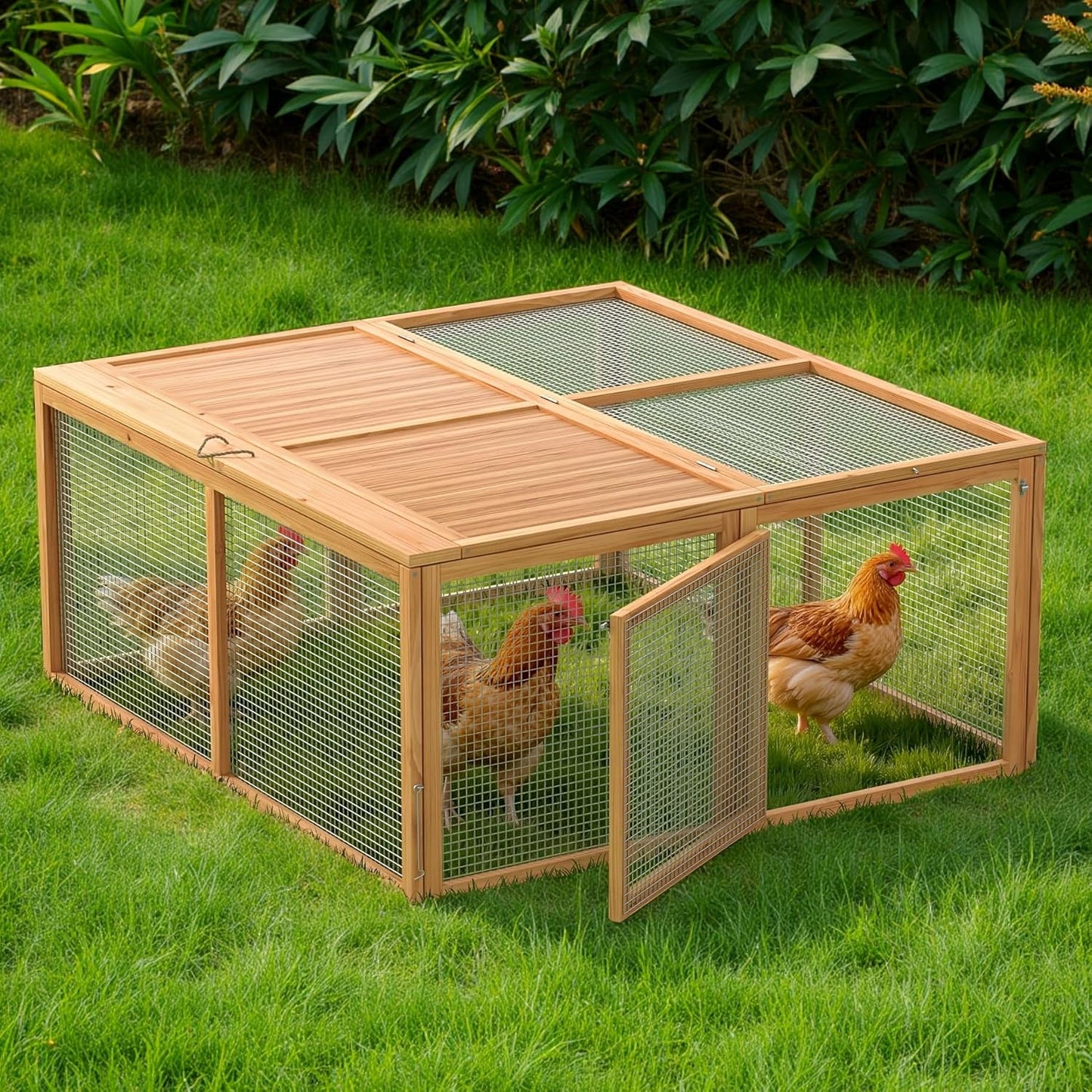 Portable Chicken Coop Run for Small Animals - No Assembly Needed