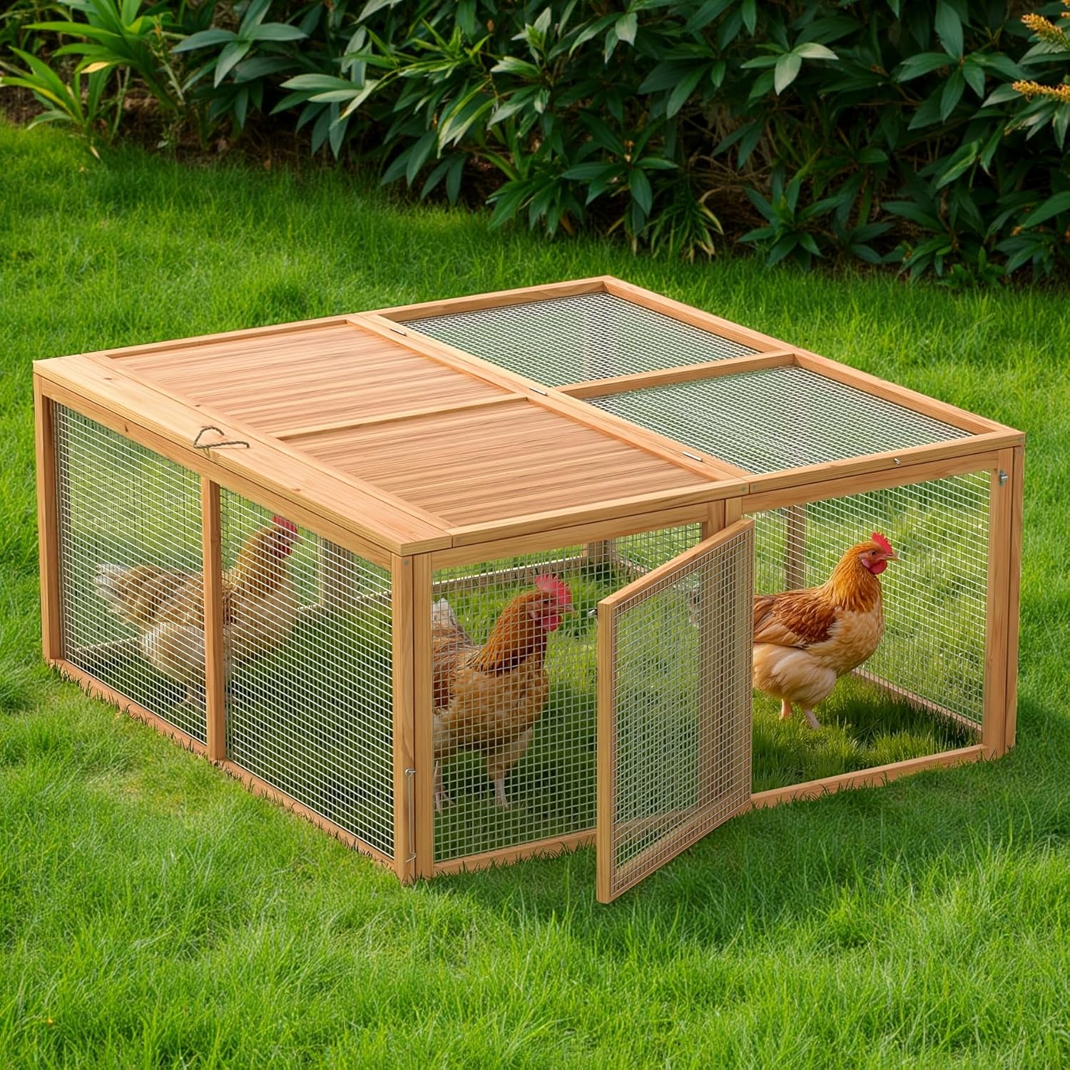Portable Chicken Coop Run for Small Animals - No Assembly Needed