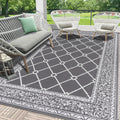 HEBE Outdoor Rug Waterproof 6x9 ft Reversible Plastic Straw Rug