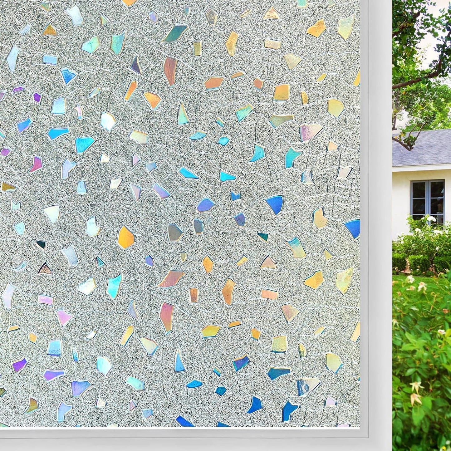 Coavas Stained Glass Window Privacy Film for 3D Rainbow Decor