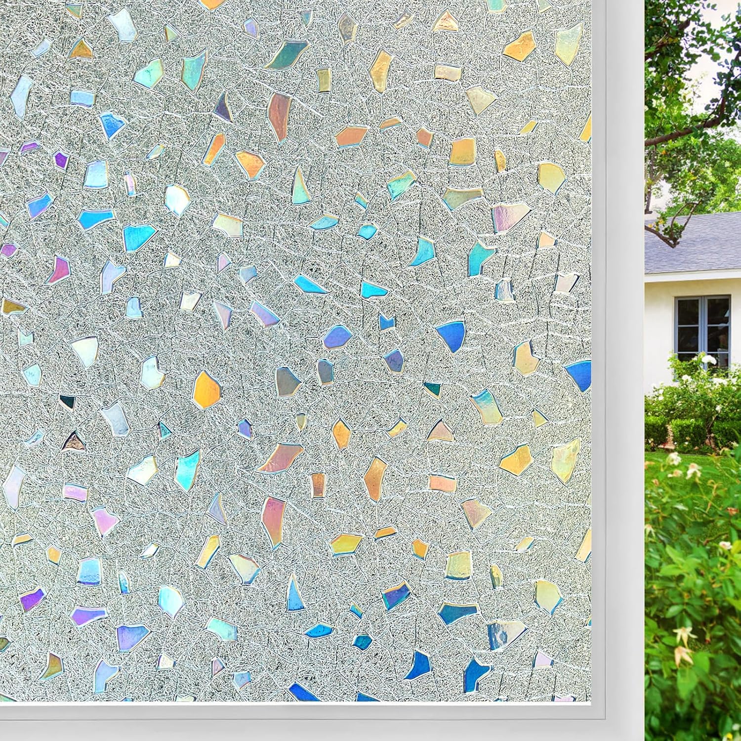 Coavas Stained Glass Window Privacy Film for 3D Rainbow Decor