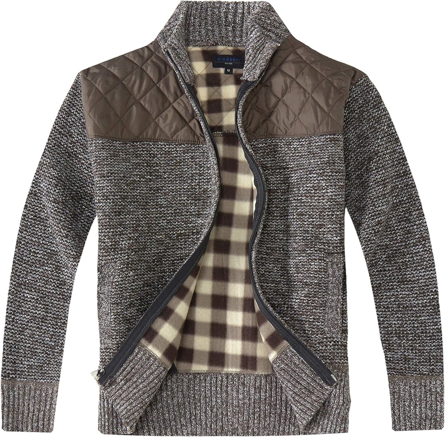 Gioberti Boy's Knitted Full Zip Cardigan Sweater for Comfort
