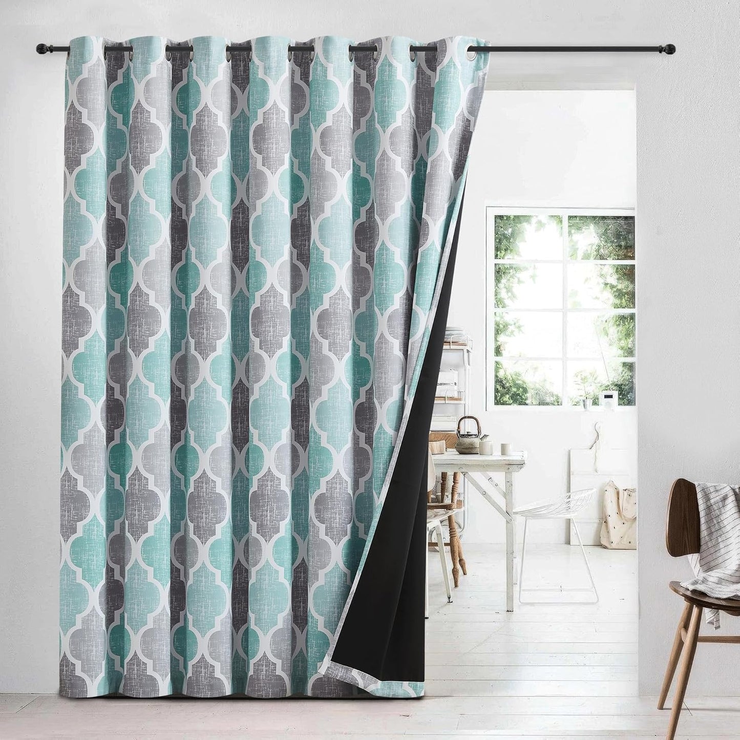 Beauoop 100% Blackout Curtains for Patio Sliding Door 96 in