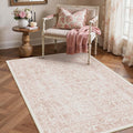 Pink Area Rug 3x4 Office Entryway Rug - Machine Washable Vintage Style