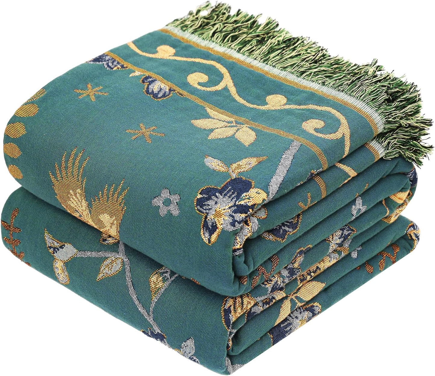 Boho 100% Muslin Organic Cotton Large Throw Blanket - Teal