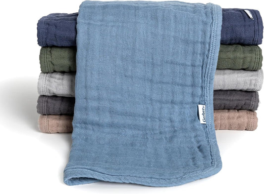 Gerber Baby Muslin Burp Cloths 6-Pack - Large 20 x 10 Size, Multi Blues Browns