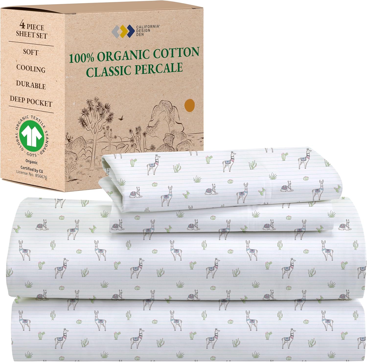 California Design Den Llama Printed Full Size Cotton Sheet Set