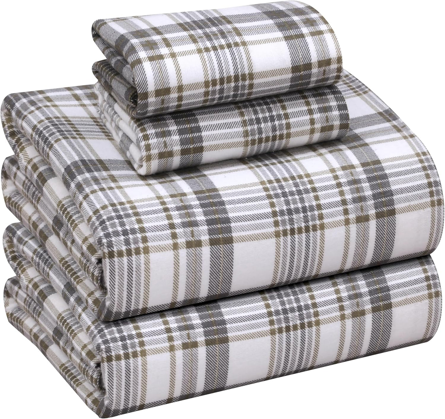 RUVANTI Flannel Sheets King Size Set - 100% Cotton Comfort
