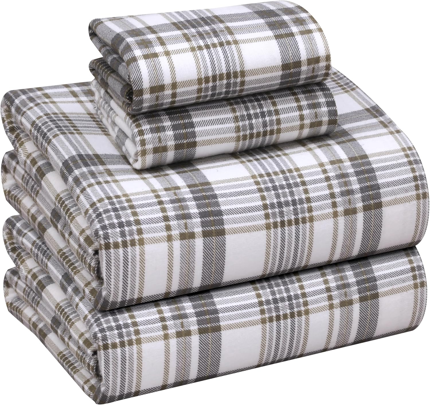 RUVANTI Flannel Sheets King Size Set - 100% Cotton Comfort