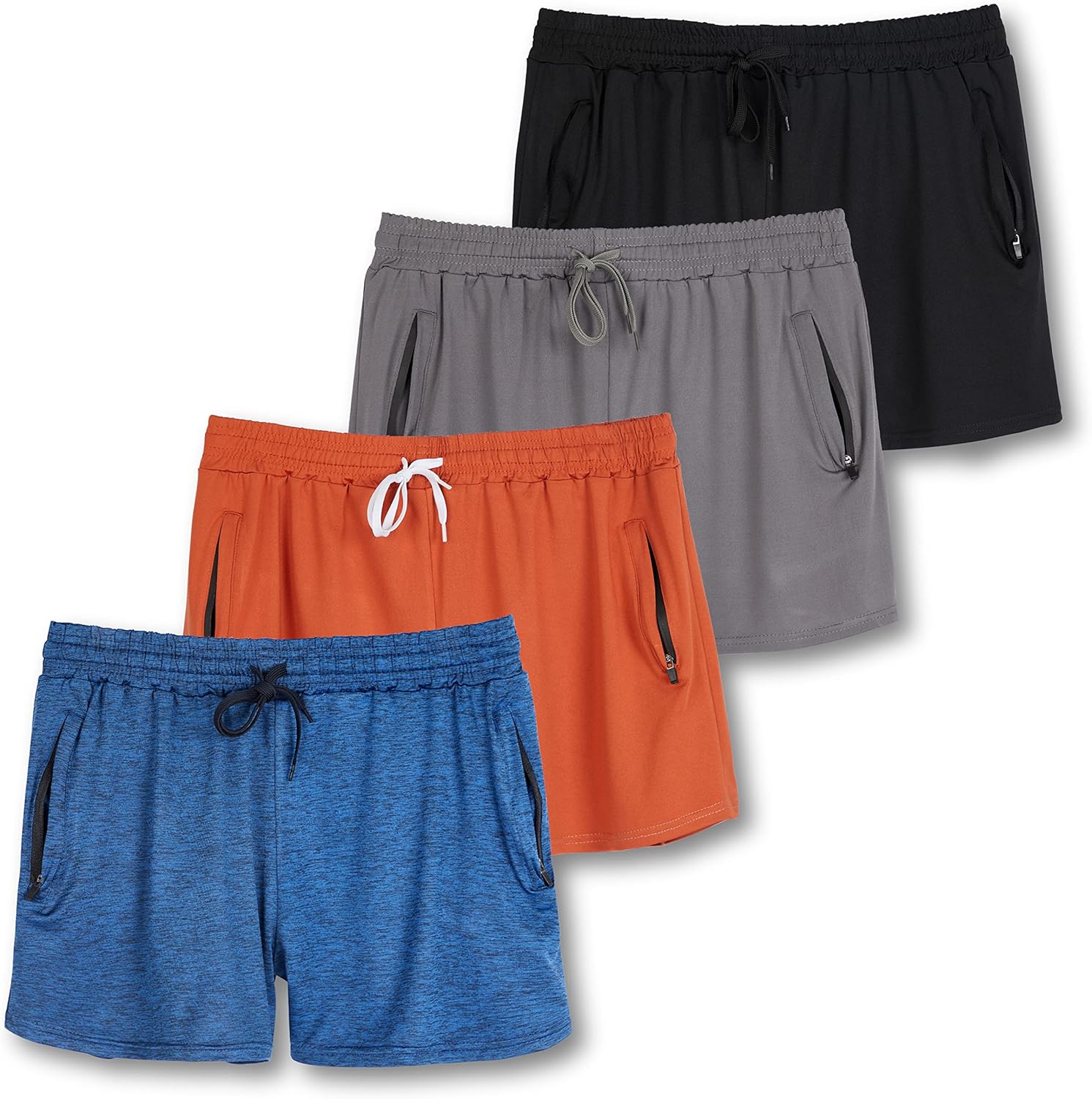 Womens Athletic Dry-Fit Lounge Shorts with Zipper Pockets