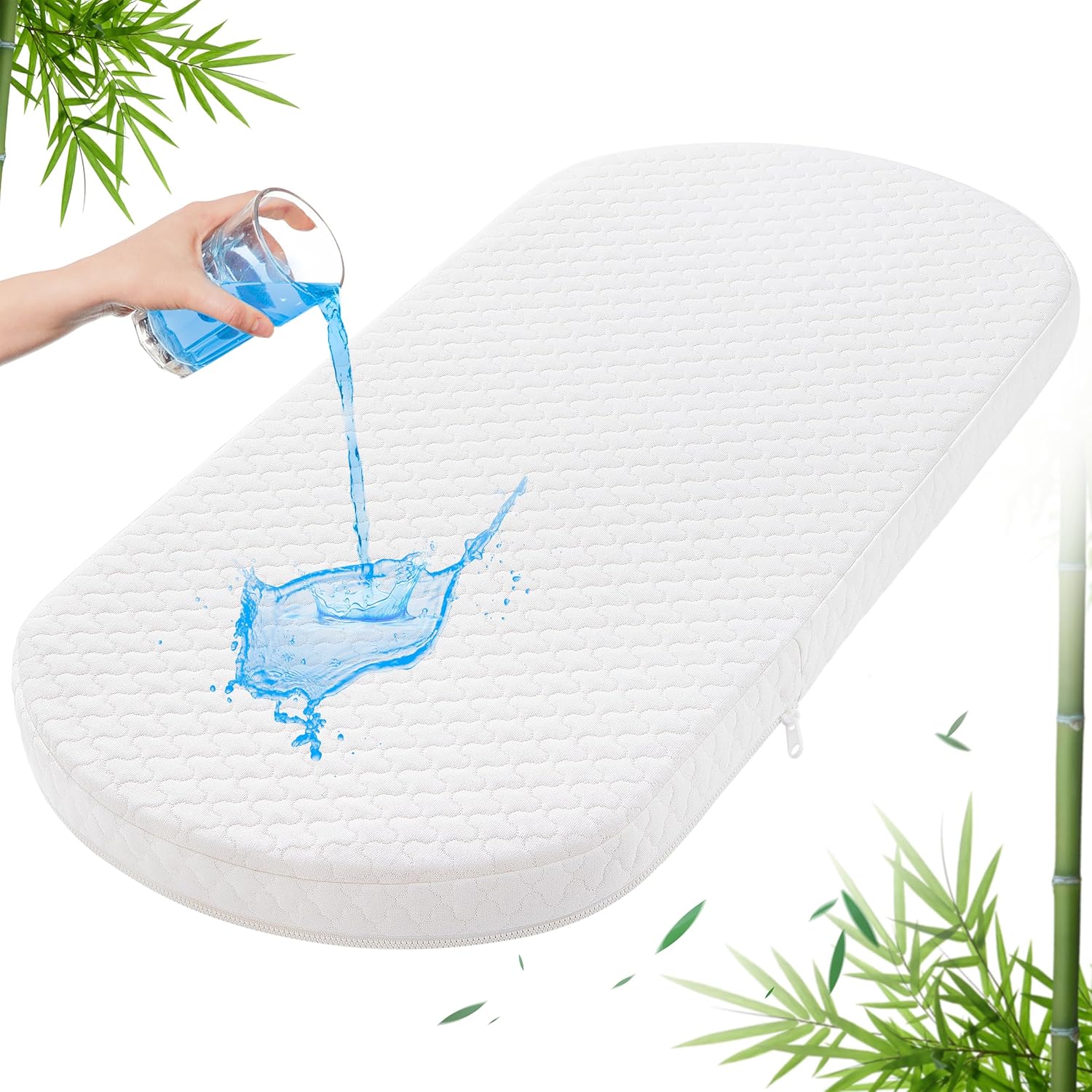 Baby Bassinet Mattress Pad with Waterproof Bamboo Cover
