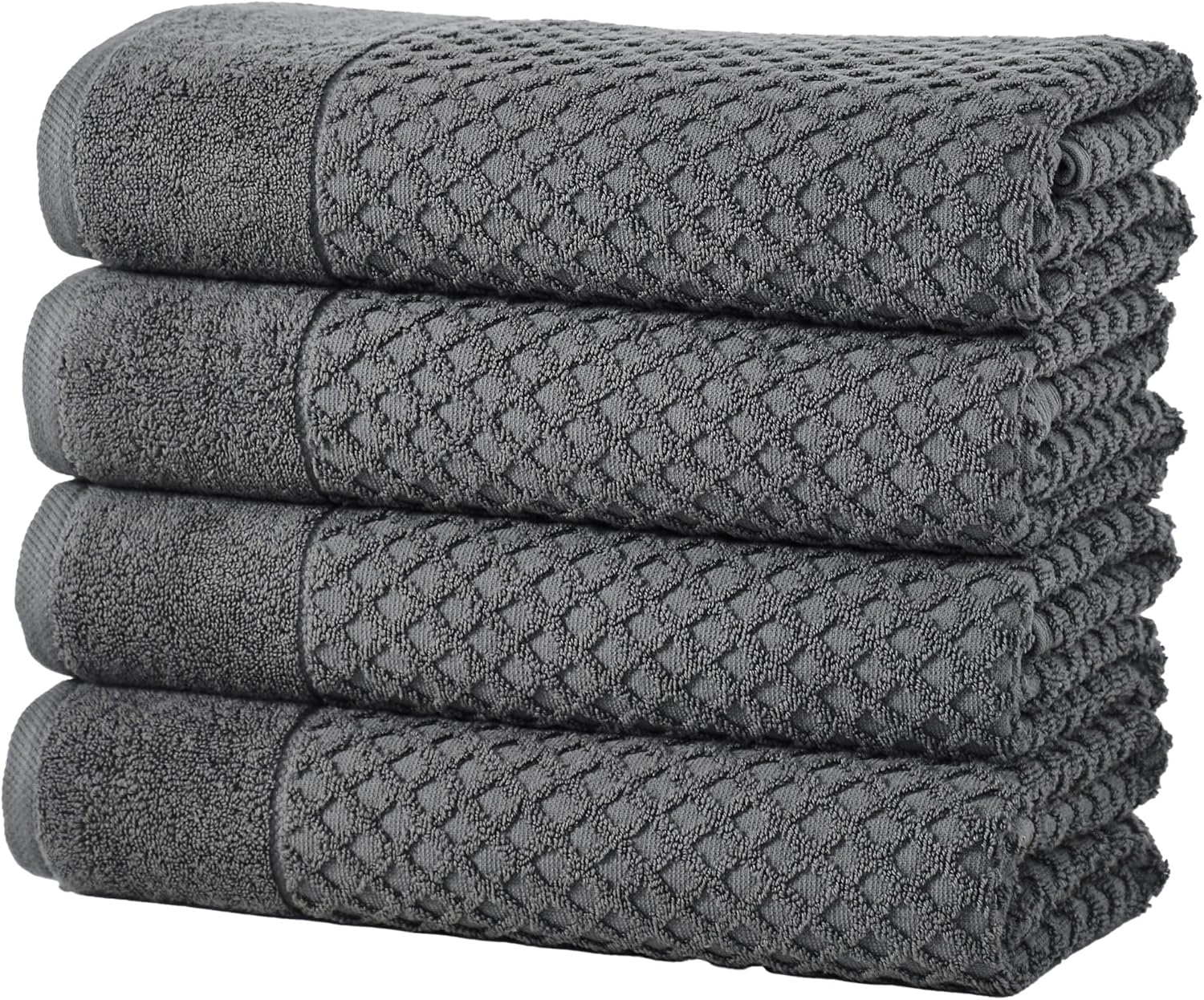 Dark Grey Bath Towels Set - 100% Cotton, Absorbent & Durable