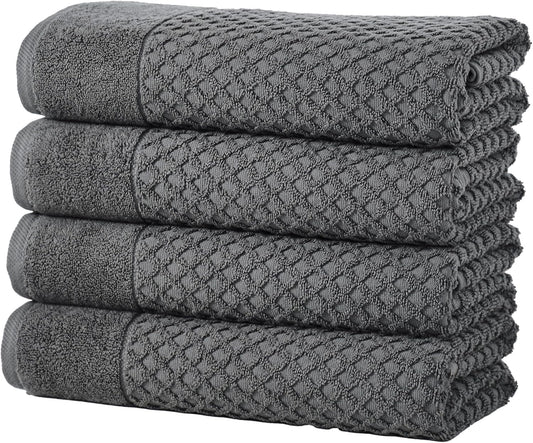 Dark Grey Bath Towels Set - 100% Cotton, Absorbent & Durable