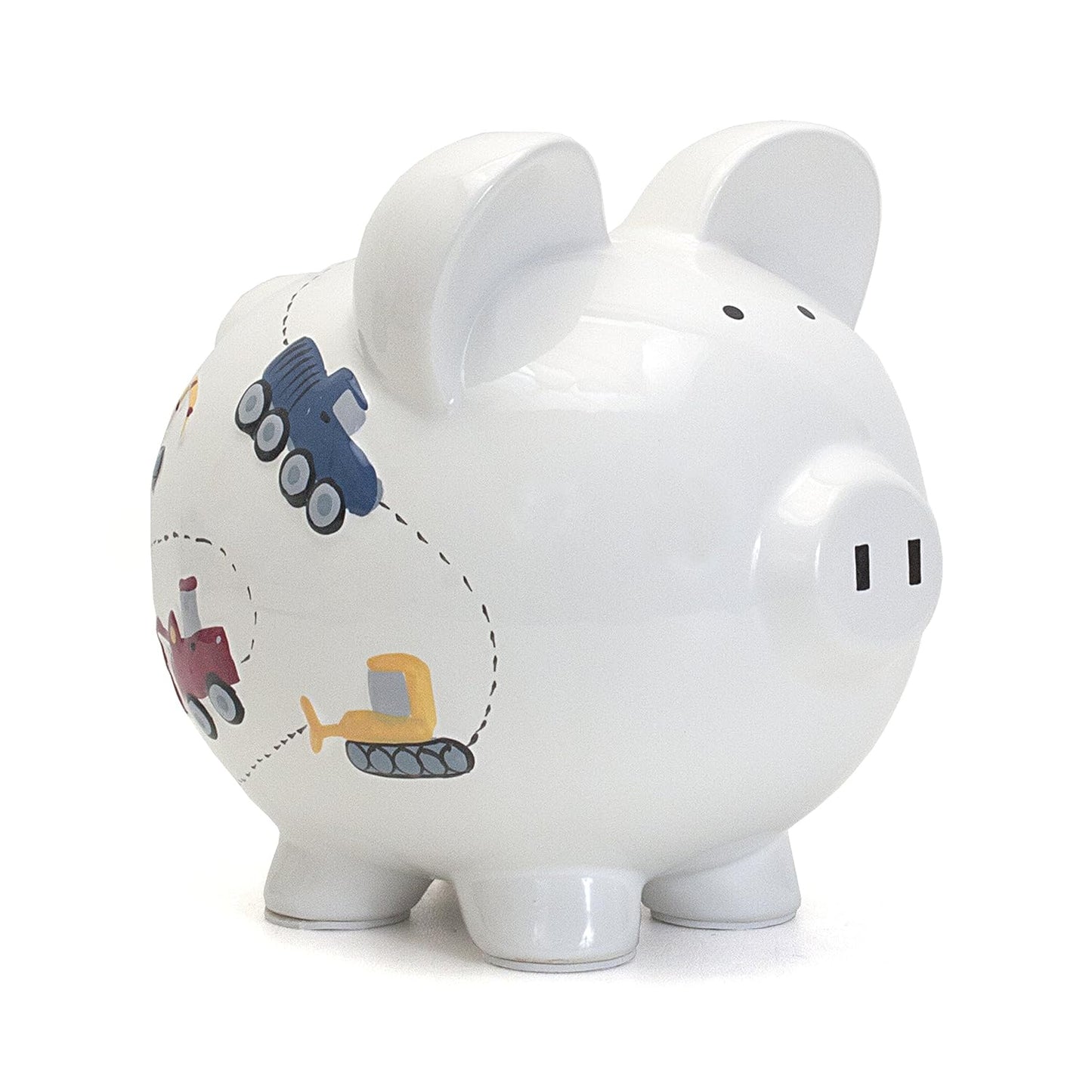 Child to Cherish Ceramic Piggy Bank for Boys with Trucks Design