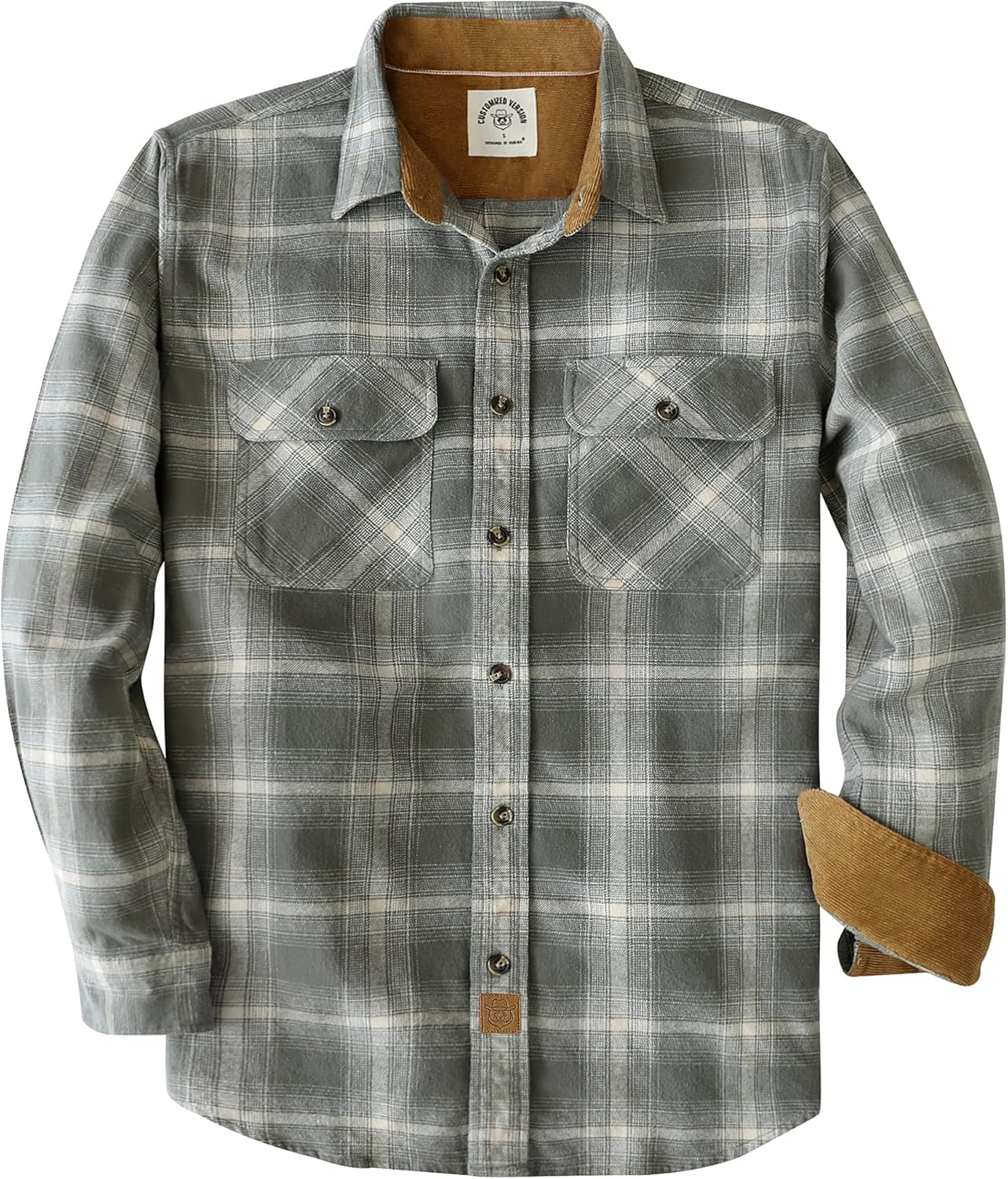 Dubinik Mens Flannel Shirt Long Sleeve Soft Cotton Utility Wear