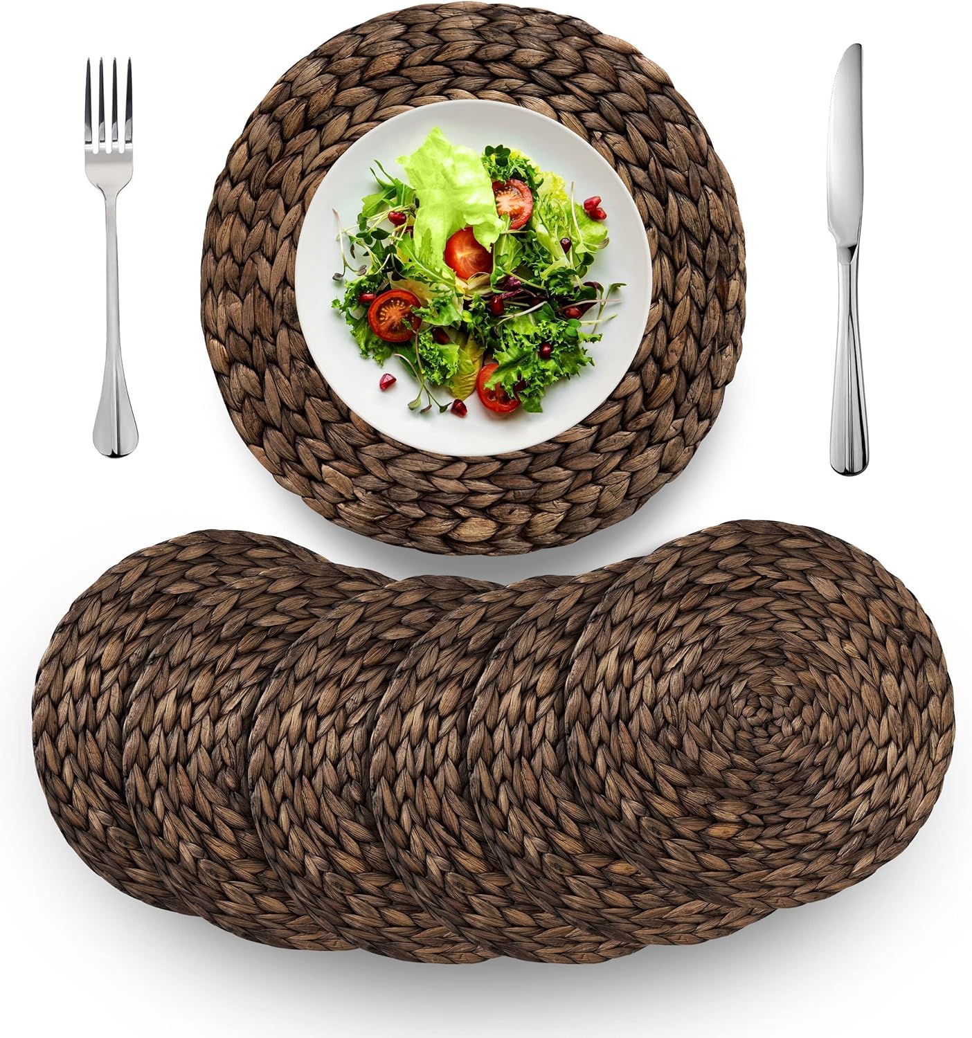 Natural Water Hyacinth Woven Placemats Set of 6 for Dining