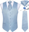 Mens Paisley Vest and Tie Set for Tuxedo - Silk Blue Formal Wear